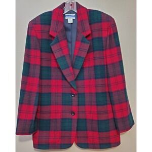Flaw Vintage Pendleton Virgin Wool Tartan Plaid Blazer Jacket Christmas Preppy